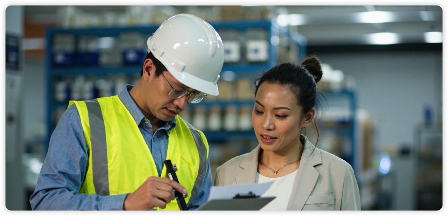 Quality inspection on site at a supplier factory in China